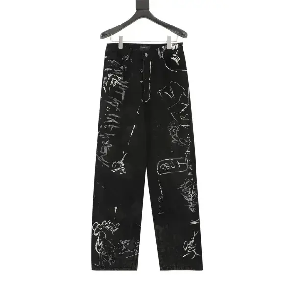 Balenciaga Painted Broken Black Jeans