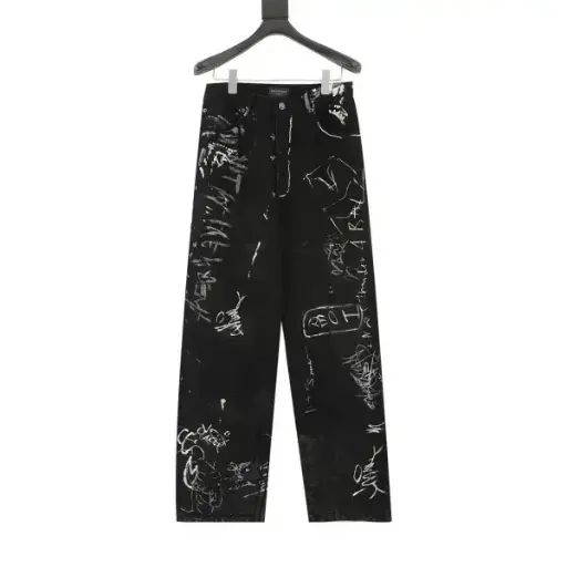 Balenciaga Painted Broken Black Jeans